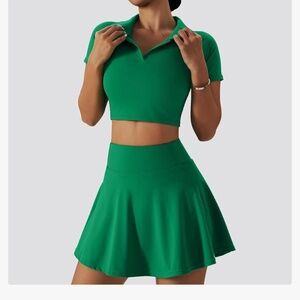 2 Piece Tennis Dress for Women High Waist Pleated Tennis Skirt with Shorts Short